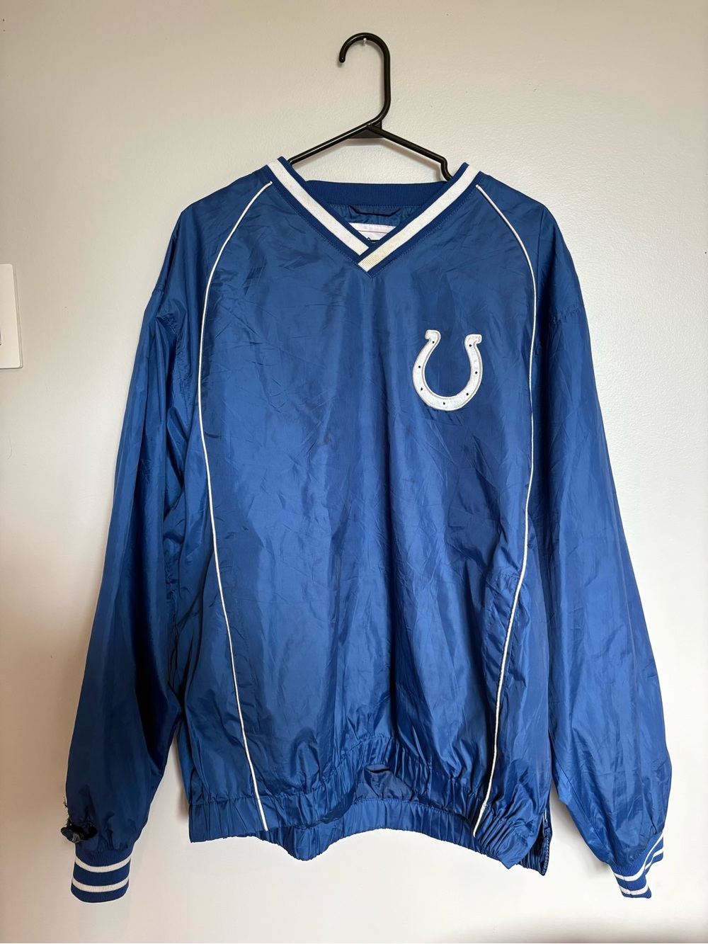 colts blue pullover windbreaker jacket